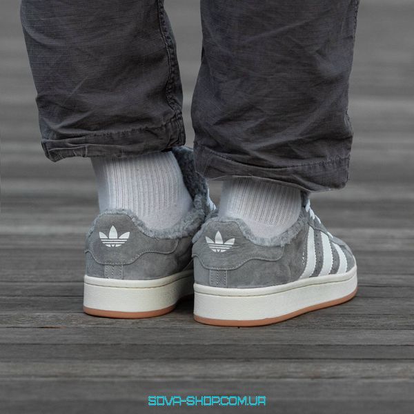 Чоловічі та жіночі зимові кросівки Adidas Campus Gray 00s з хутром фото