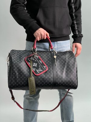 Унисекс сумка Louis Vuitton Keepall Bandouliere Bag Limited Edition Patchwork Monogram Eclipse 50 Premium фото