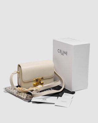 Жіноча сумка Celine Teen Triomphe Bag Cream in Shiny Calfskin Premium фото