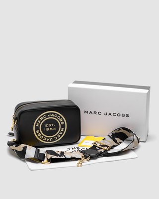 Жіноча сумка Marc Jacobs Signet Flash Black Smooth Leather Camo Strap Camera Premium фото