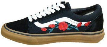 Мужские кеды Old School Roses Black/White/Brown V a n s фото