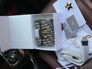 Жіноча сумка Christian Dior 30 Montaigne Bag Blue/Beige Premium фото