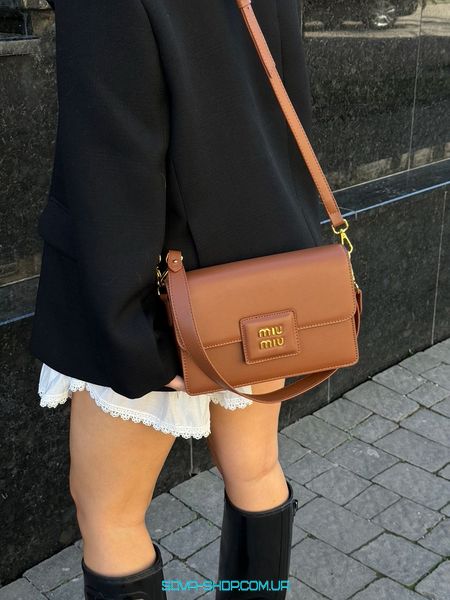 Женская сумка Miu Miu Shoulder Leather Bag Brown Premium фото