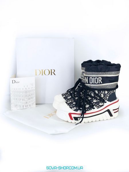 Зимові лижні жіночі черевики з хутром Christian Dior Apres Ski-Boots Dark Blue фото