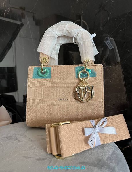 Жіноча сумка Christian Dior Lady Beige Premium фото