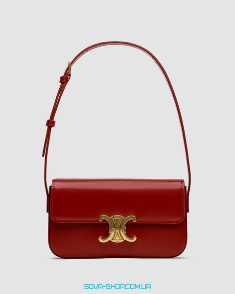 Жіноча сумка Celine Shoulder Bag Claude In Shiny Calfskin Burgundy Premium фото