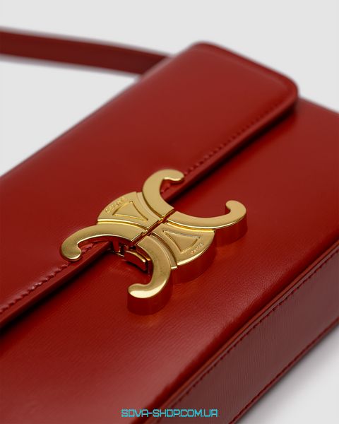 Жіноча сумка Celine Shoulder Bag Claude In Shiny Calfskin Burgundy Premium фото