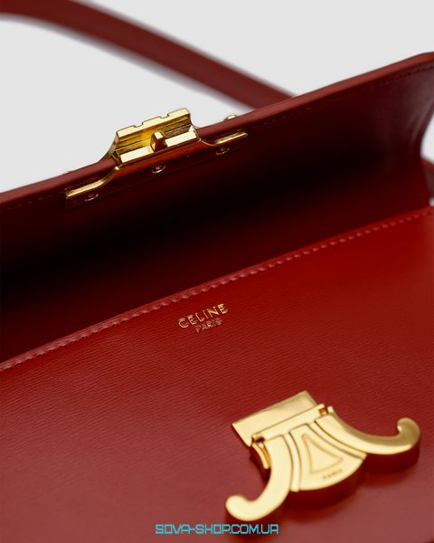 Жіноча сумка Celine Shoulder Bag Claude In Shiny Calfskin Burgundy Premium фото