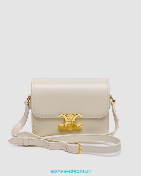 Женская сумка Celine Teen Triomphe Bag Cream in Shiny Calfskin Premium фото