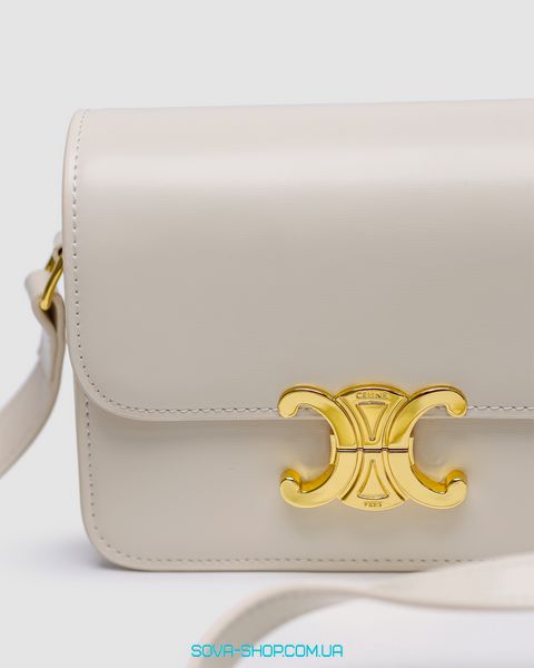 Женская сумка Celine Teen Triomphe Bag Cream in Shiny Calfskin Premium фото