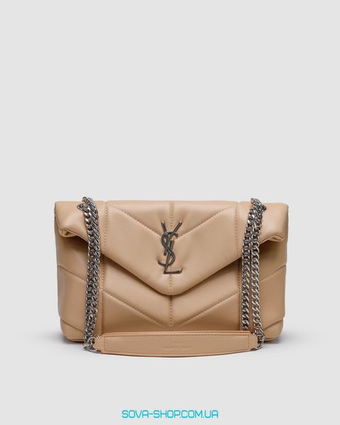 Женская сумка Yves Saint Laurent Puffer Small in Nappa Leather Beige Silver Chain Premium фото