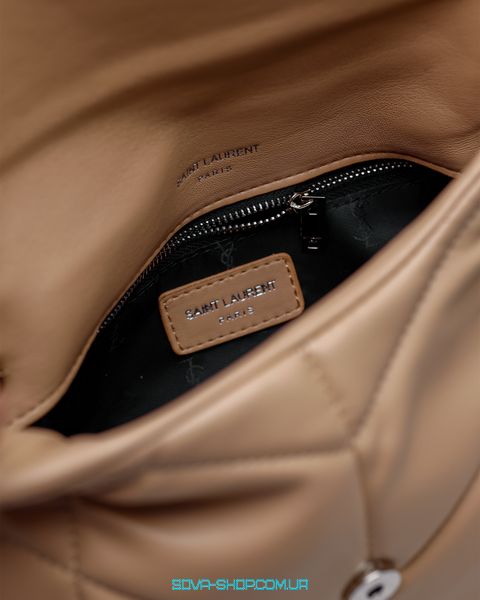 Жіноча сумка Yves Saint Laurent Puffer Small in Nappa Leather Beige Silver Chain Premium фото