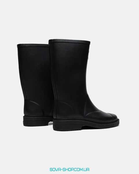 Жіночі ботинки (Натуральна шкіра) Chanel Black Knee High Rain Boot PREMIUM фото