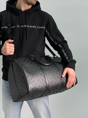 Унісекс сумка Louis Vuitton Keepall Bandouliere 50 Monogram Shadow Black in Embossed Leather Premium фото