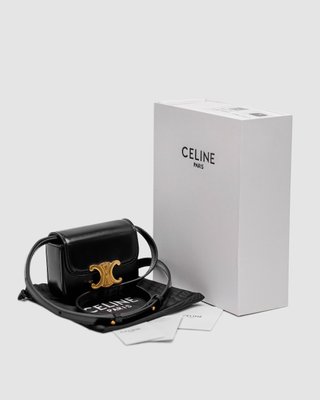 Женская сумка Celine Teen Triomphe Bag Black in Shiny Calfskin Premium фото