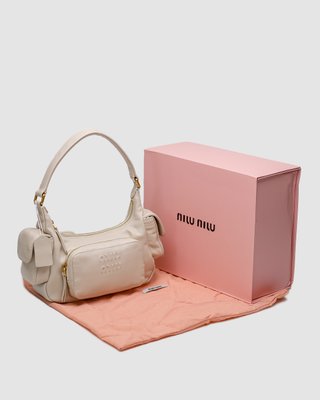 Жіноча сумка Miu Miu Nappa Leather Pocket Bag Cream Premium фото