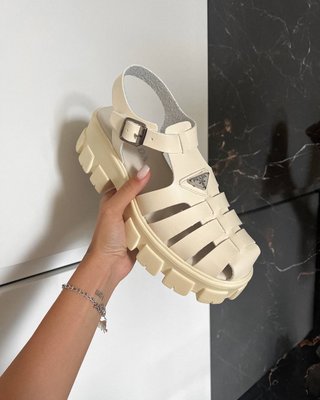 Женские сандали Prada Monolith Platform Sandals Beige фото