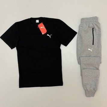 Чоловічий набір: футболка-штани Puma чорний, сірий фото