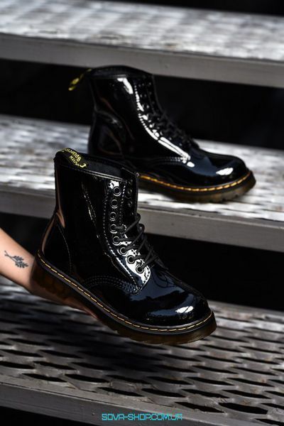 Мужские зимние ботинки (ТЕРМО) Dr. Martens Patent Black фото