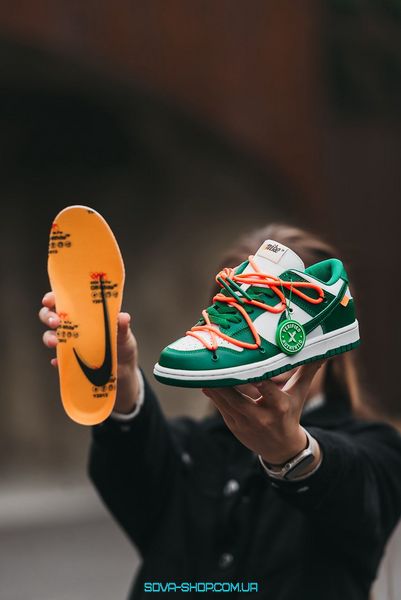 Женские кроссовки Nike SB Dunk Low x Off-White "Green/White" фото