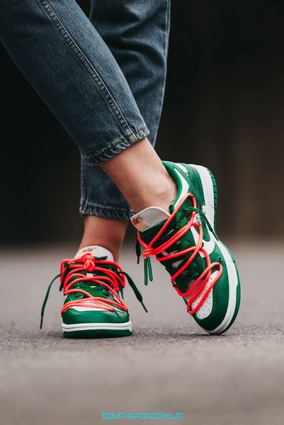 Женские кроссовки Nike SB Dunk Low x Off-White "Green/White" фото