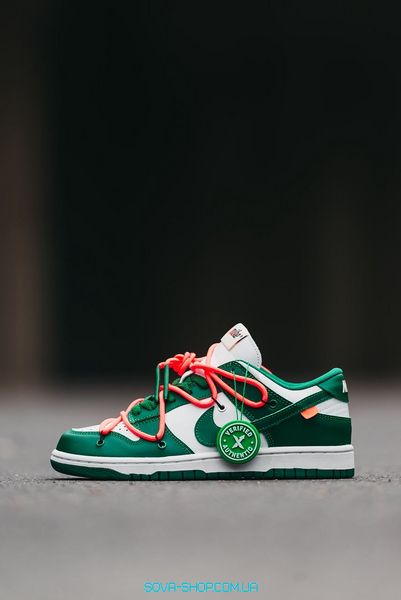 Женские кроссовки Nike SB Dunk Low x Off-White "Green/White" фото