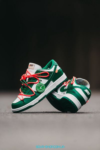 Женские кроссовки Nike SB Dunk Low x Off-White "Green/White" фото