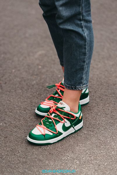 Женские кроссовки Nike SB Dunk Low x Off-White "Green/White" фото