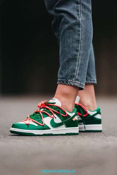 Женские кроссовки Nike SB Dunk Low x Off-White "Green/White" фото