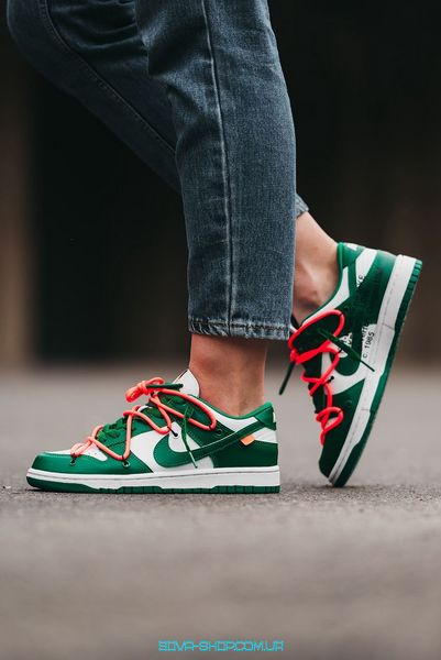 Женские кроссовки Nike SB Dunk Low x Off-White "Green/White" фото