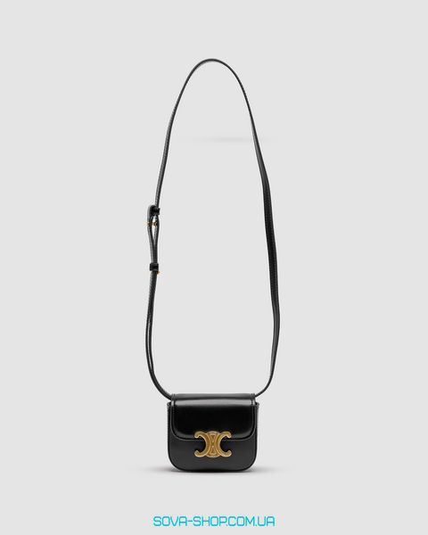 Жіноча сумка Celine Teen Triomphe Bag Black in Shiny Calfskin Premium фото