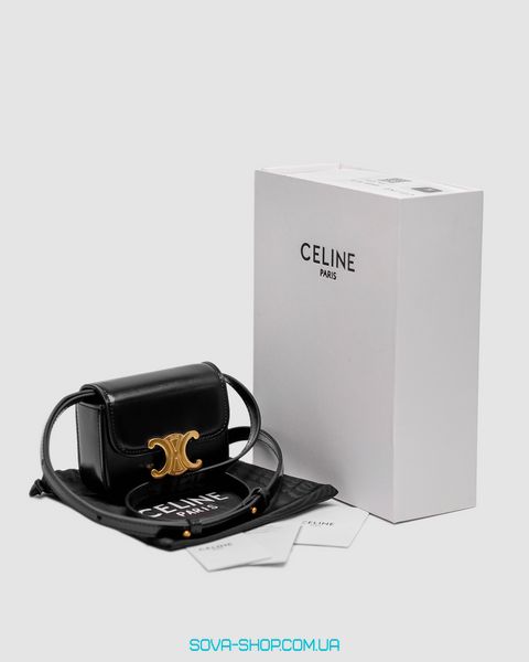 Жіноча сумка Celine Teen Triomphe Bag Black in Shiny Calfskin Premium фото