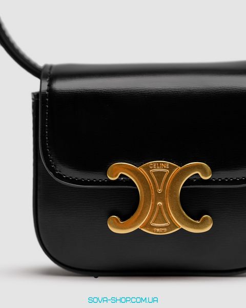 Жіноча сумка Celine Teen Triomphe Bag Black in Shiny Calfskin Premium фото