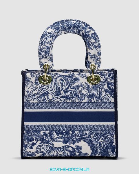 Женская сумка Christian Dior Medium Lady D-Lite Bag Blue/White Premium фото