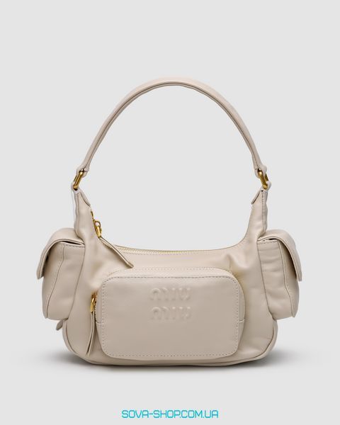 Женская сумка Miu Miu Nappa Leather Pocket Bag Cream Premium фото