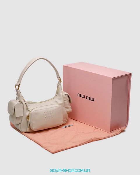 Жіноча сумка Miu Miu Nappa Leather Pocket Bag Cream Premium фото