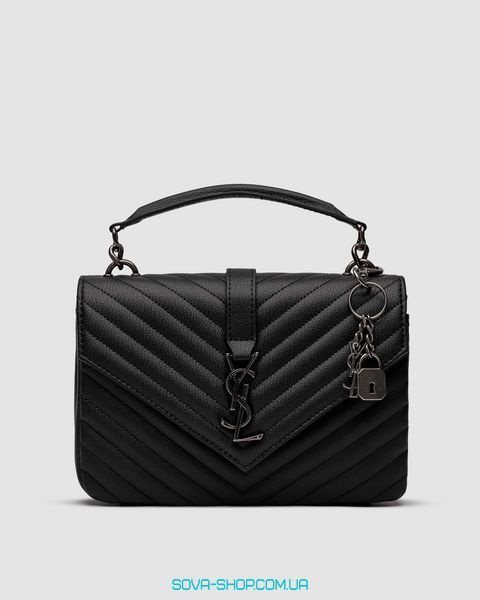 Жіноча сумка Yves Saint Laurent College Medium in Quilted Leather Black/Black Premium фото