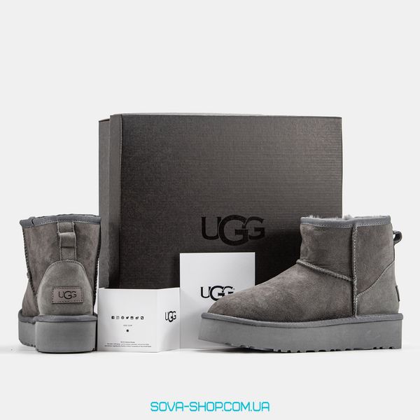 Жіночі зимові ботинки UGG Mini Platform Grey Premium фото