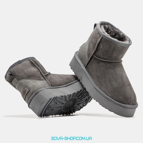 Жіночі зимові ботинки UGG Mini Platform Grey Premium фото