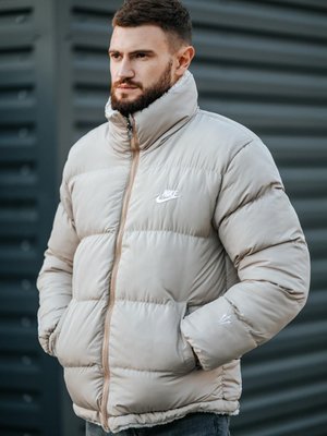 Двостороння зимня куртка Nike Beige White PREMIUM фото