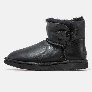 Жіночі зимові ботинки UGG Classic Mini Bailey Button Leather Black Premium фото