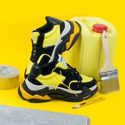 Мужские кроссовки Triple S black yellow (3-ьох слойна підошва) Balenciaga фото