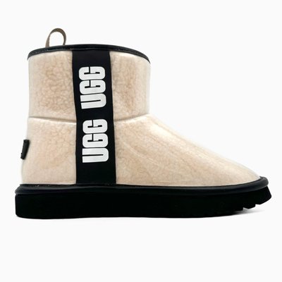 Жіночі зимові ботинки UGG Classic Clear Mini Natural/Black PREMIUM фото