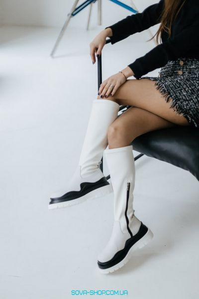 Зимові жіночі черевики з хутром Bottega Veneta High White фото