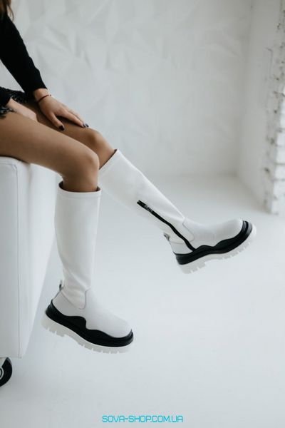 Зимові жіночі черевики з хутром Bottega Veneta High White фото