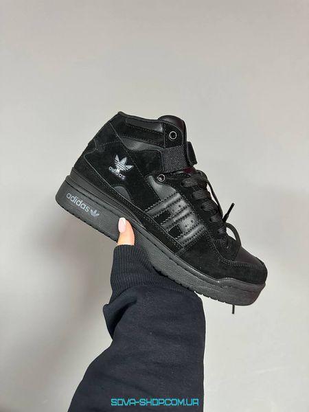 Мужские и женские кроссовки Adidas Forum « BLACK SUEDE » Fur фото