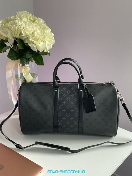 Унисекс сумка Louis Vuitton Keepall Bandouliere Reverse Monogram Eclipse Canvas 50 Black Premium фото