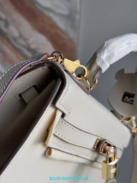 Жіноча сумка Hermes Kelly Sellier Epsom Cream with Gold Hardware Premium фото