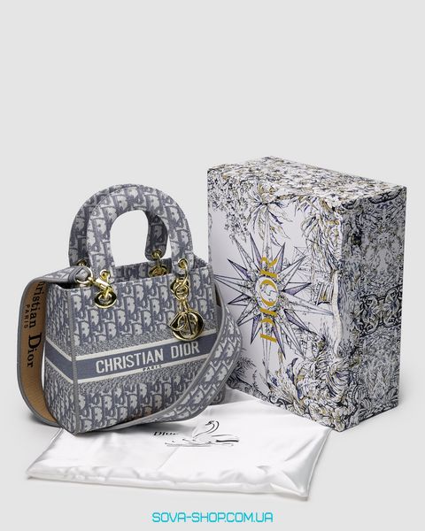 Жіноча сумка Christian Dior Medium Lady D-Lite Bag Grey Premium фото
