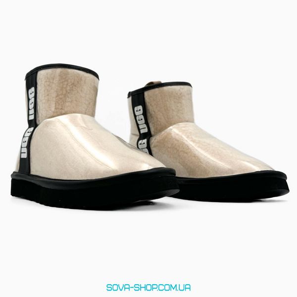 Жіночі зимові ботинки UGG Classic Clear Mini Natural/Black PREMIUM фото